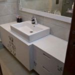 Mother of Pearl Bathroom Vanity in Corian