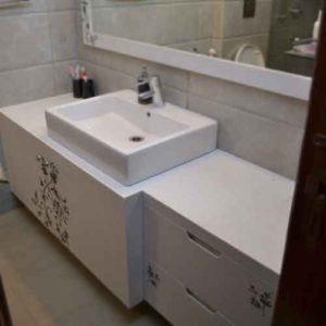 Mother of Pearl Bathroom Vanity in Corian