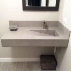 Corner Gray Bathroom Vanity in Corian