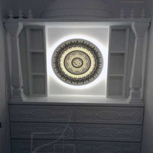 Home SS Rose Gold Inlay Mandir for Home