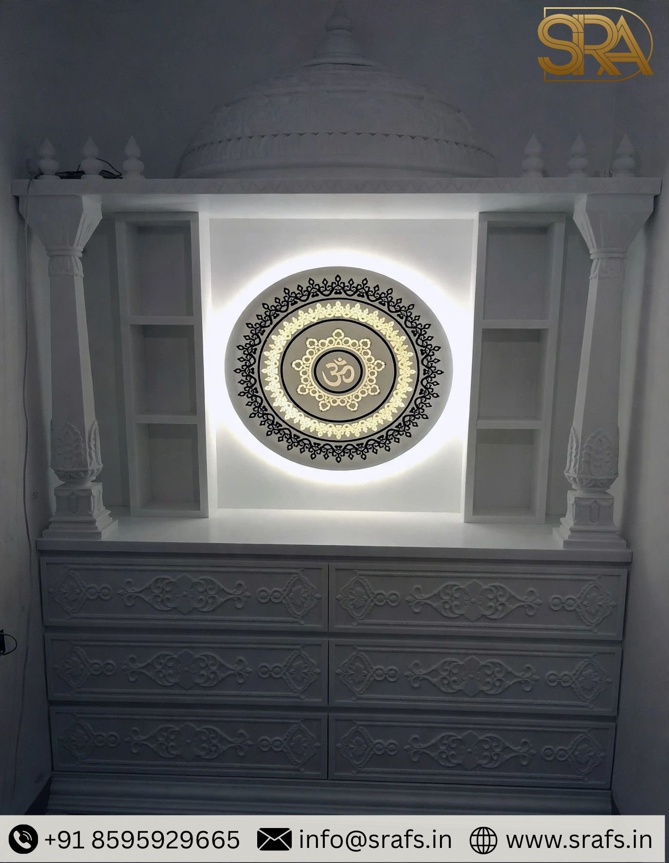SS Rose Gold Inlay Mandir for Home SS Rose Gold Inlay Mandir for Home