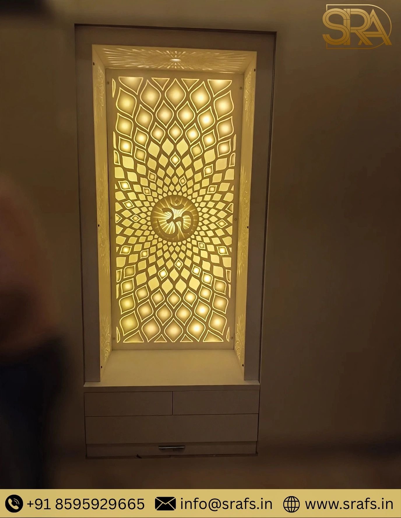 Three Side Backlit Panel Mandir Design Three Side Backlit Panel Mandir Design