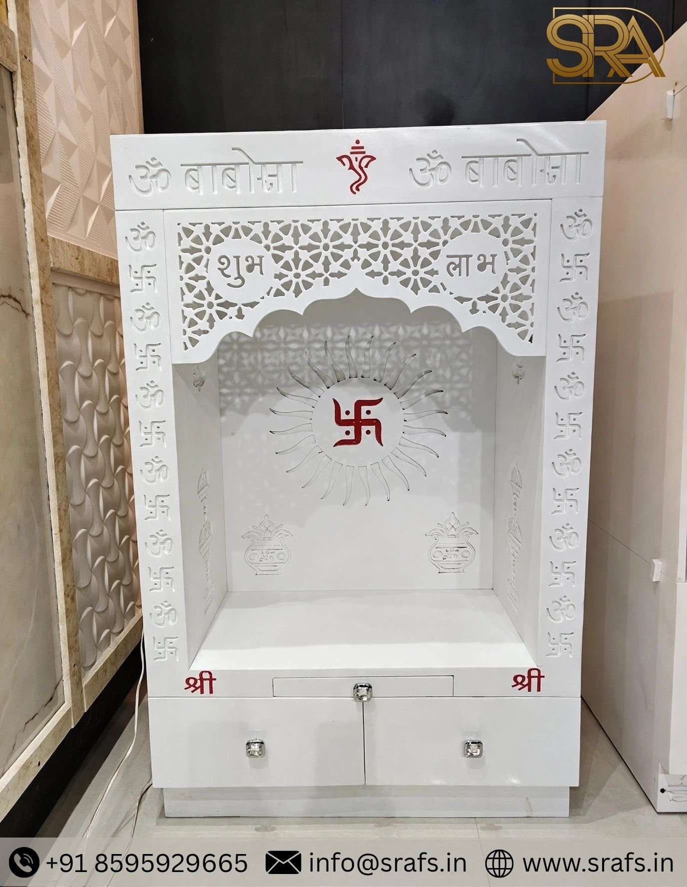 Om Babosa Mandir Design In Corian