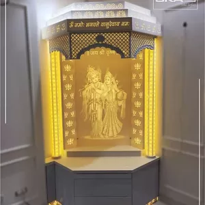 Designer Corian Mandir In Corner