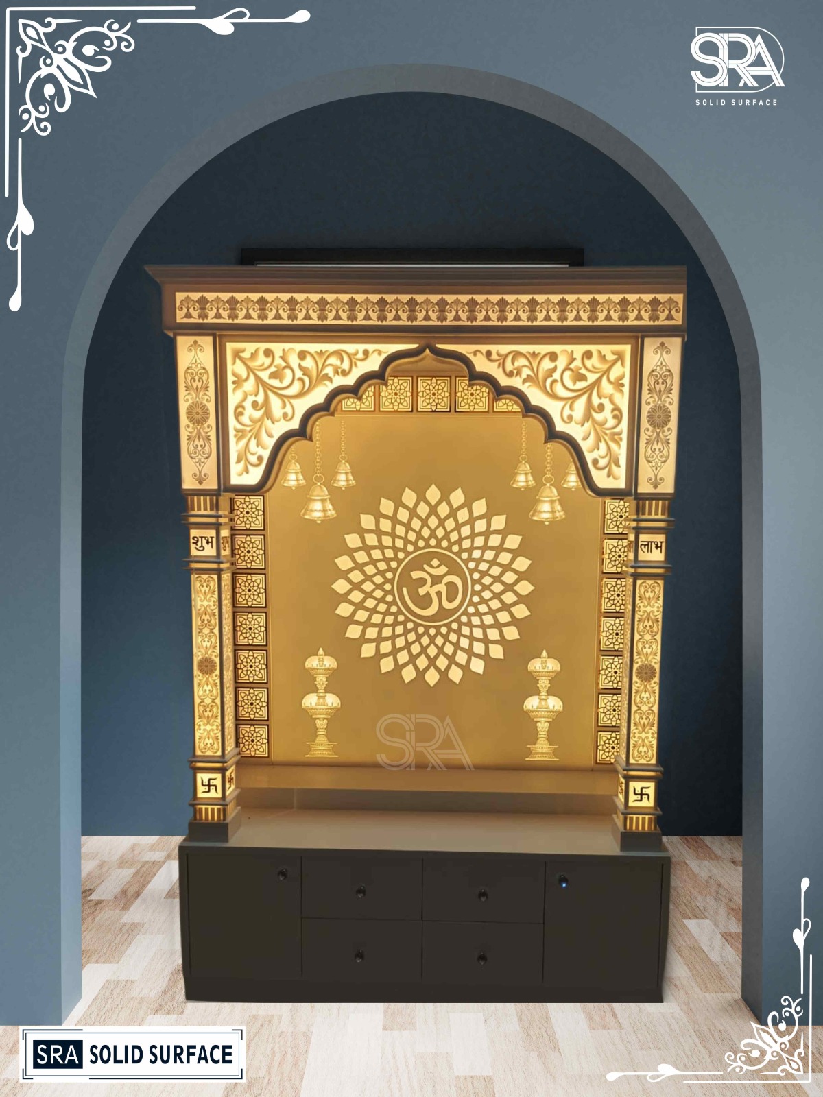 Corian Mandir With Om Design Corian Mandir With Om Design