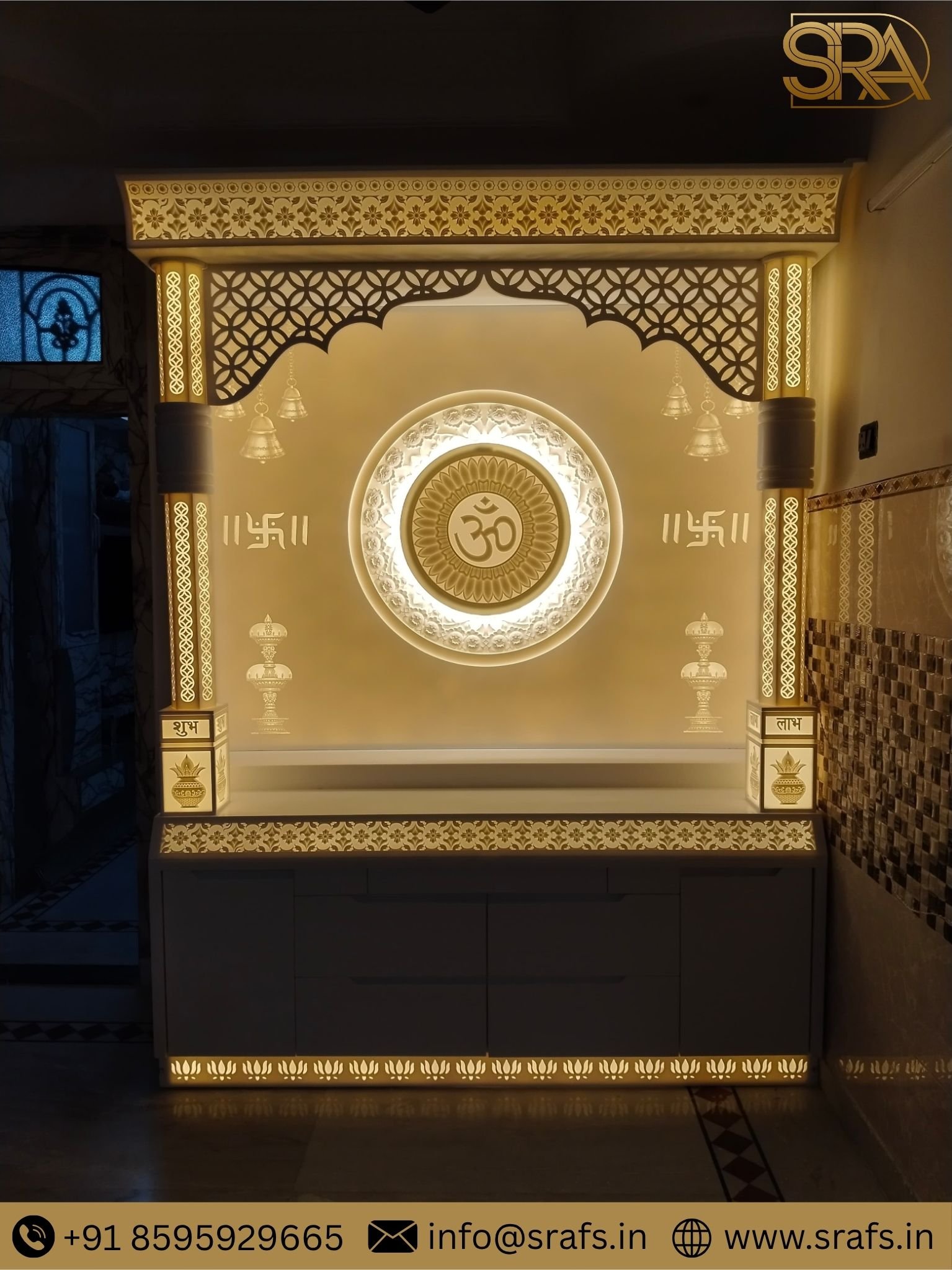 Custom Corian mandir Design