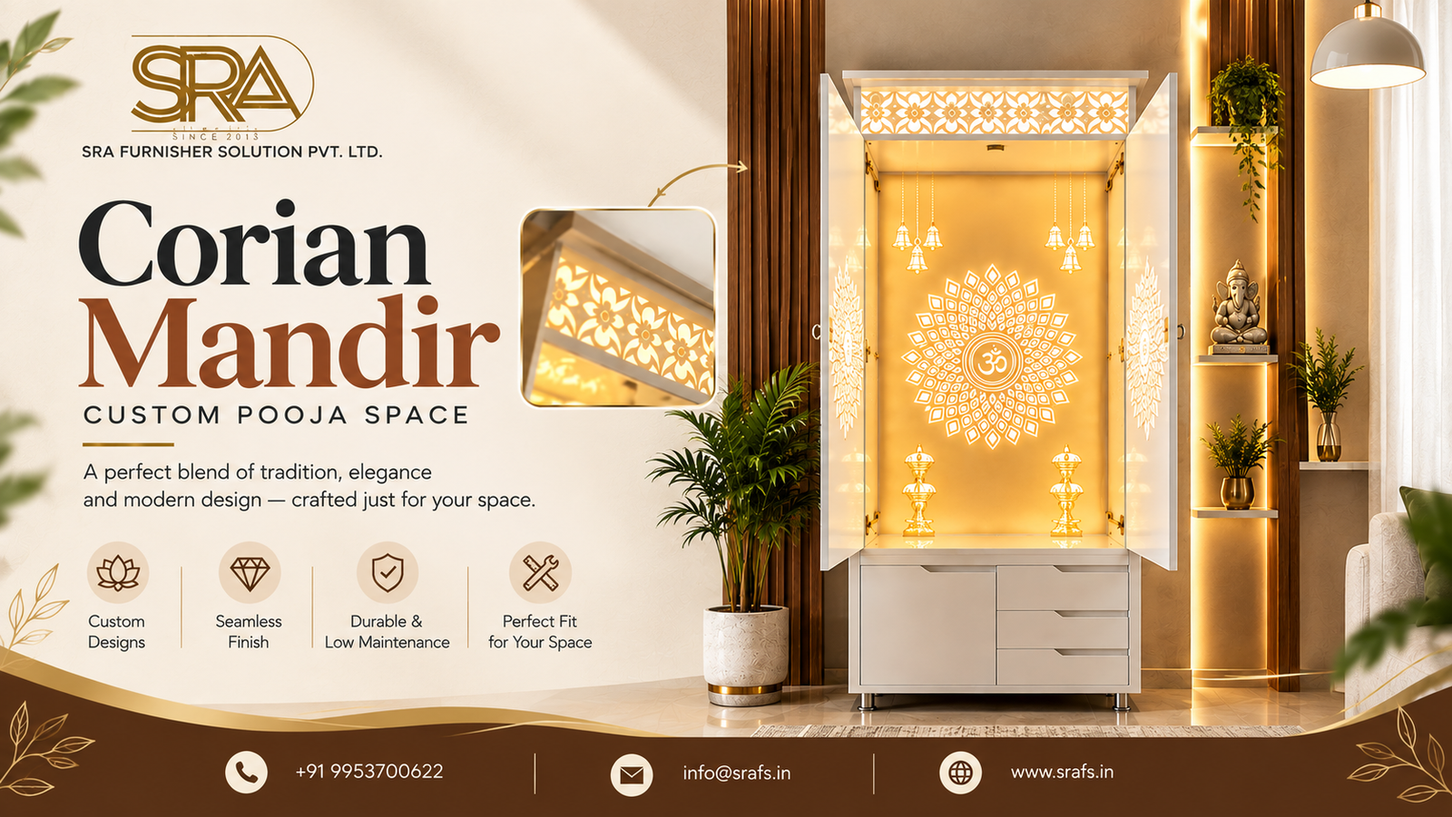 You are currently viewing A Beautiful Corian Mandir in Ghaziabad for Your Dream Pooja Space 
