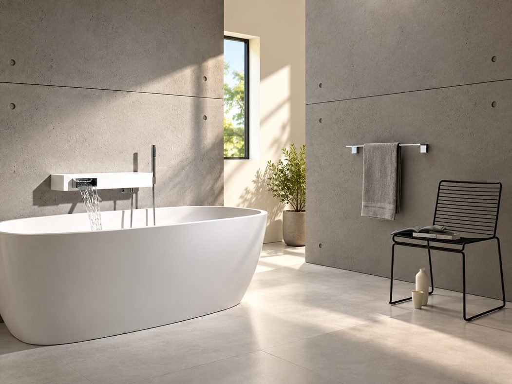Solid surface vanities and bathrooms