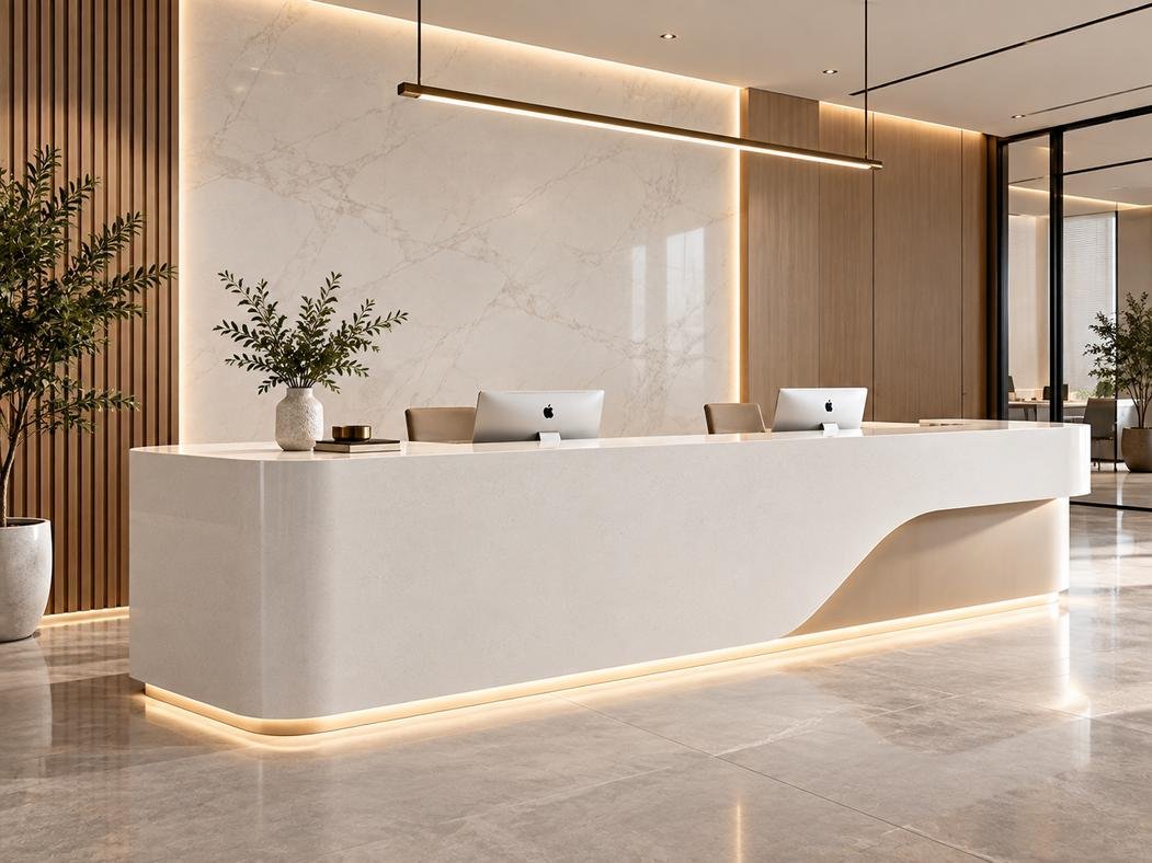 Solid surface reception and workspaces